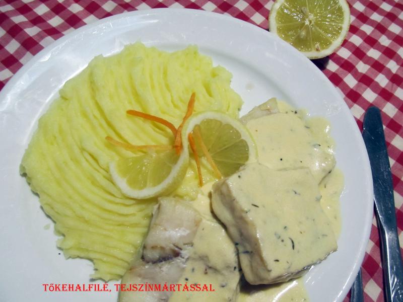Tőkehalfilé, tejszínmártással